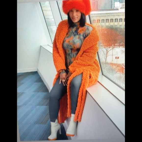 INC INTERNATIONAL CONCEPTS ORANGE FRINGE TEDDY COAT ‼️MOST WANTED‼️ - Picture 1 of 10